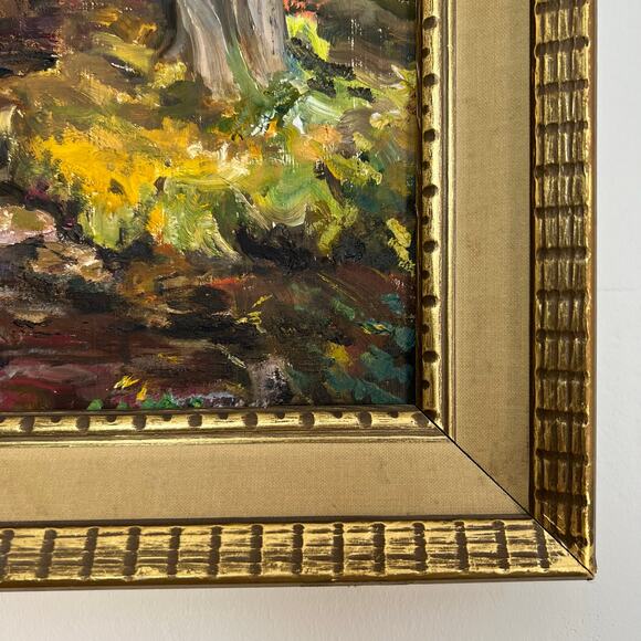 Vintage 60s Framed Fall Landscape Painting 24x20 Original Impressionist Art - Picture 5 of 14